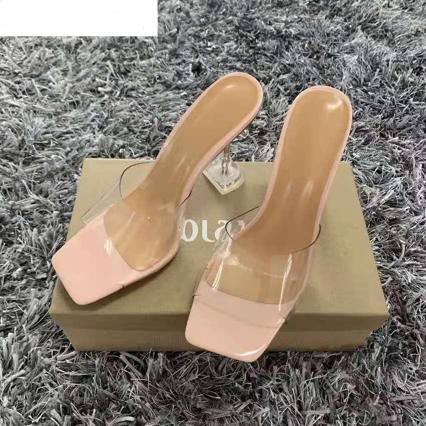 Sandalen met luipaardprint Open teen Hoge hakken Dames Transparante perspex slippers Schoenen Hak Transparante sandalen Gladiator Pvc Casual 39 brown