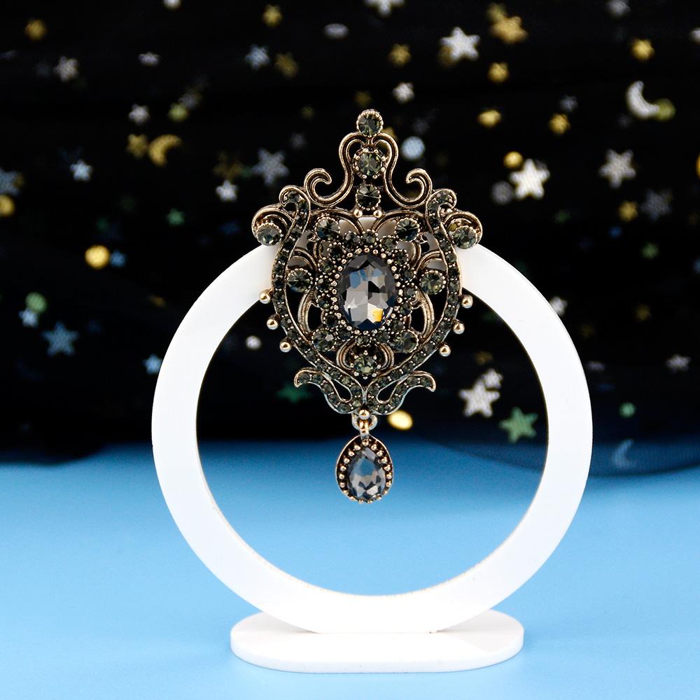 

Серый хрусталь женская брошь Этнические свадебные украшения цветы банкетные подарки