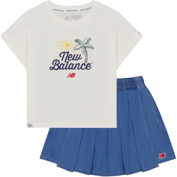 

Children Aged 3 7 Years Old New Balance Skirt Set Ivory White 2SF22102 160