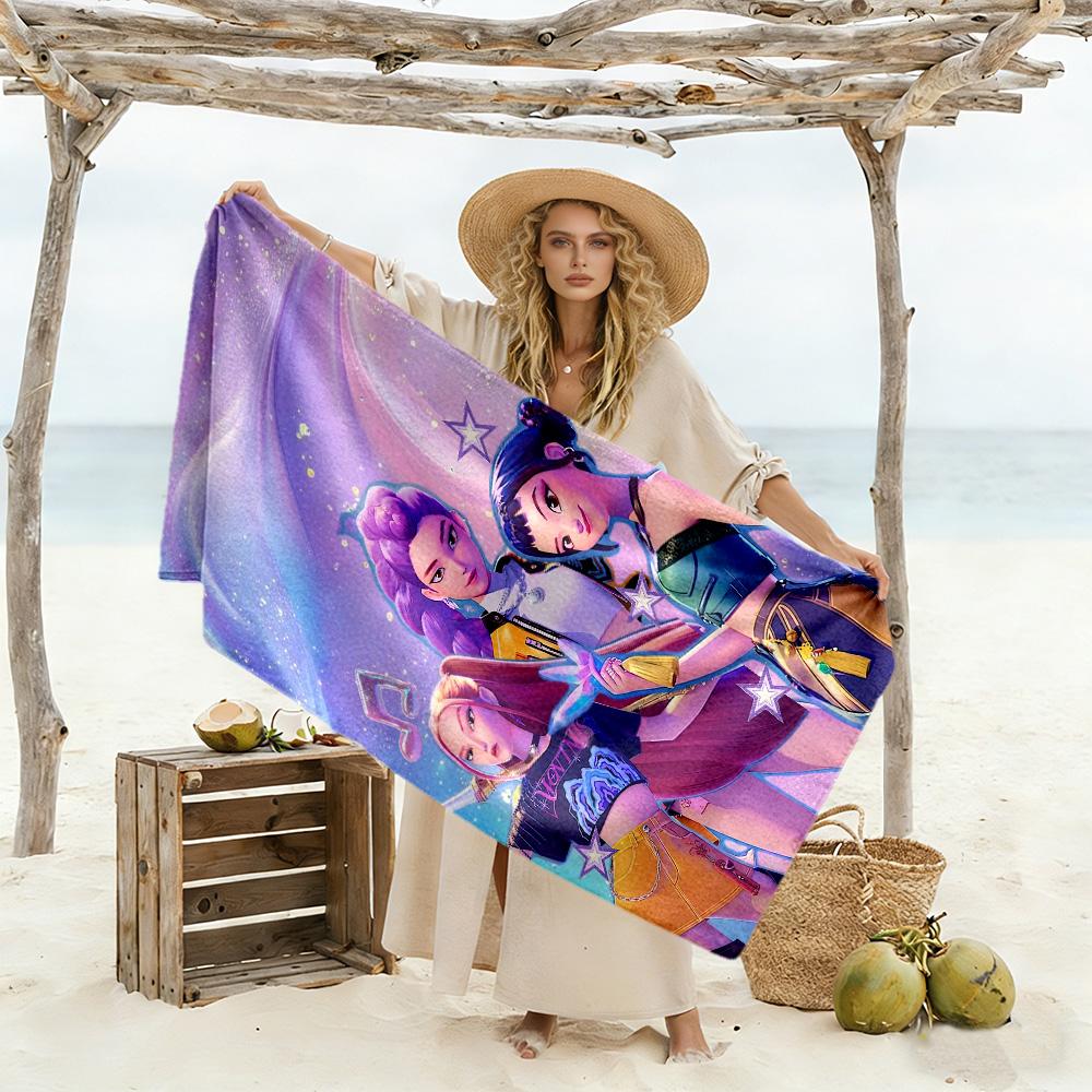 Demon Hunter Beach Towel Quick-Dry Soft Microfiber Comfortable Lightweight Suitable for Swimming, Gym, Camping, Yoga Vacation