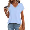 Women's Fashion Casual Slim Fit Waist Cap Sleeve V Neck T-Shirt Top