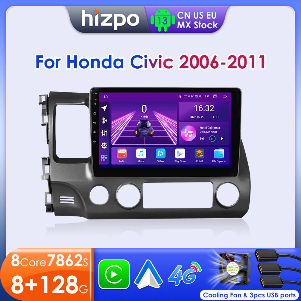 Hizpo 4G Autoradio Android 13 Car Stereo Radio for Honda Civic 8 2006 - 2011 Multimedia Video Player Intelligent Navigation GPS 2Din WiFi Audio BT
