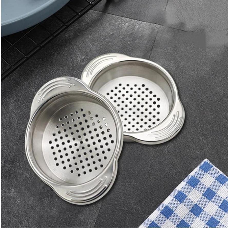 Creative 304 Stainless Steel Filter Drain With Ear Can Filter Residue And Cover Tool Sink Vegetable Washing Basin
