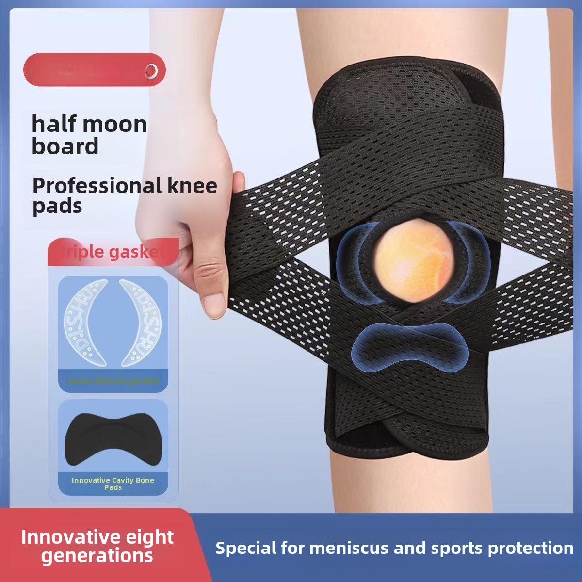 

Japanese Eighth-Gen Meniscus Knee Pad: Triple-Layer Silicone for Protection & Tear Rehab Black 8th Gen (4 Springs + Patella 3-layer Pad)
