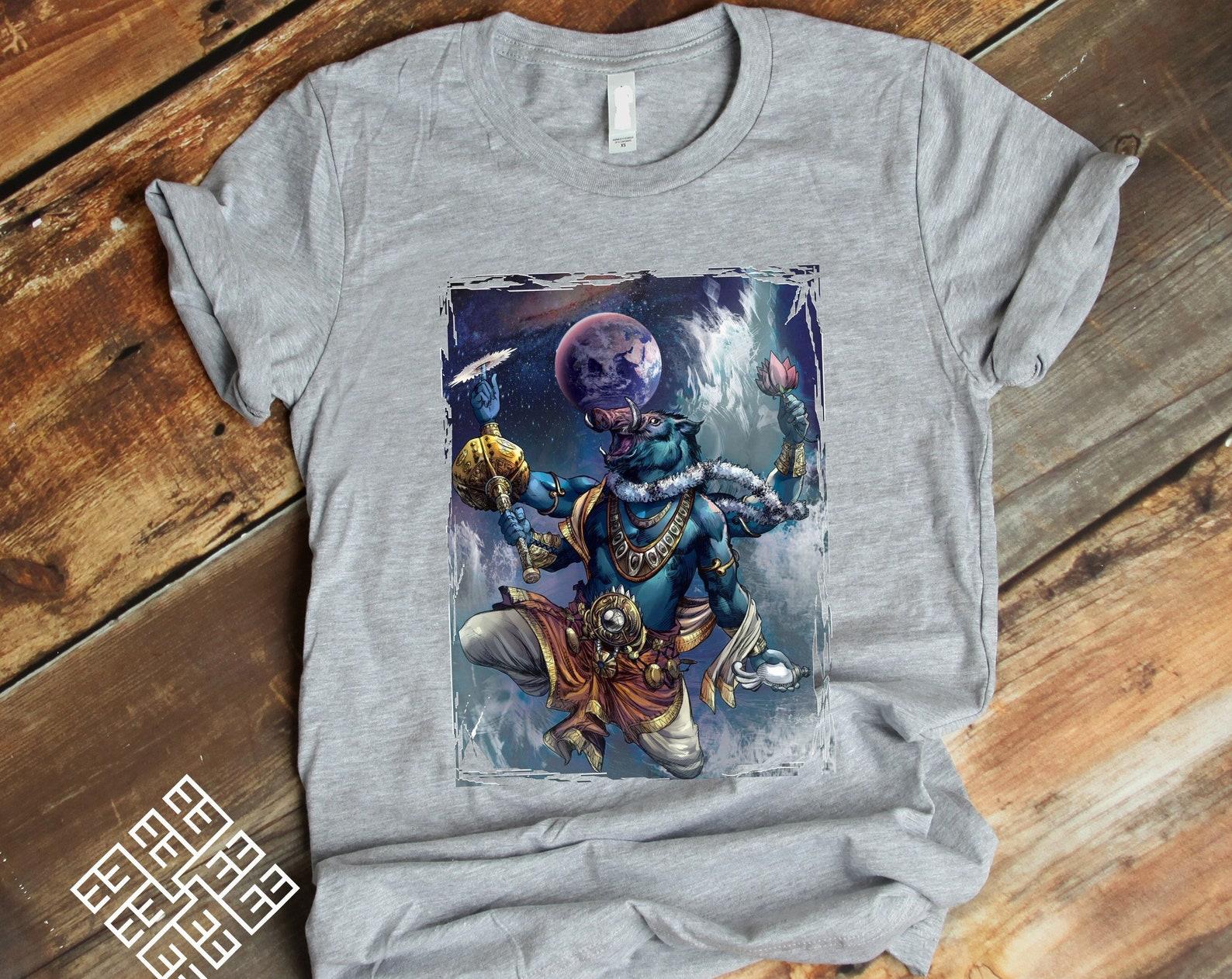 Dashavatara Varaha Tee Shirt, Avatar Of Hindu God Vishnu T shirt, Religious T shirt, Vaishnavism Spiritual Yoga Meditation T shirt Gift 2XL