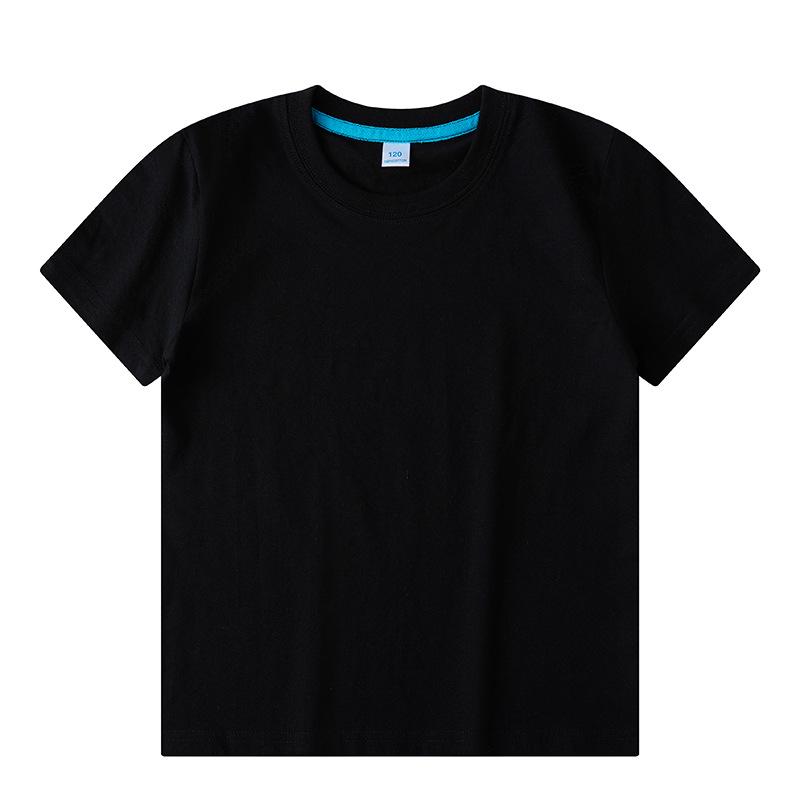 Children's Solid Color Combed Cotton T-Shirts for Activities, Class Uniforms, Group Wear, and Parent-Child Outfits - Short Sleeve