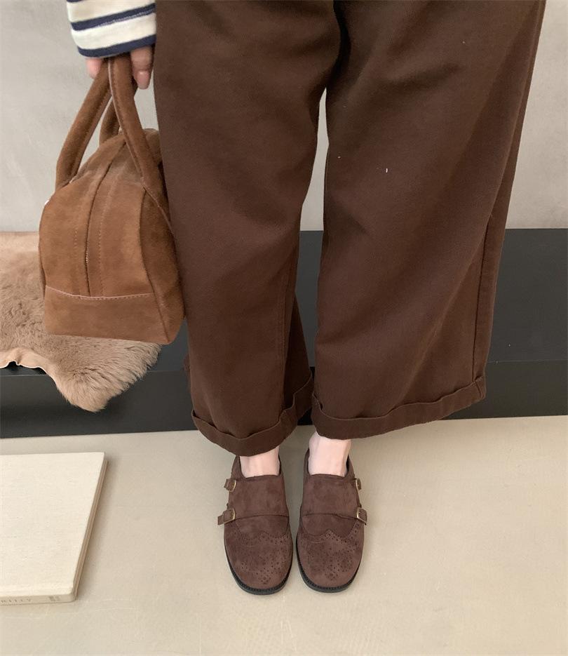 Inner Height-increasing Women's Shoes Retro Brown Loafers Women's 2025 New Autumn and Winter British Style Small Leather Shoes One-pedal Single Shoes