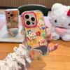 Plaid three-dimensional flower bracket is suitable for Apple 17promax mobile phone case 16/15/14 cute Xiaomi 17 women
