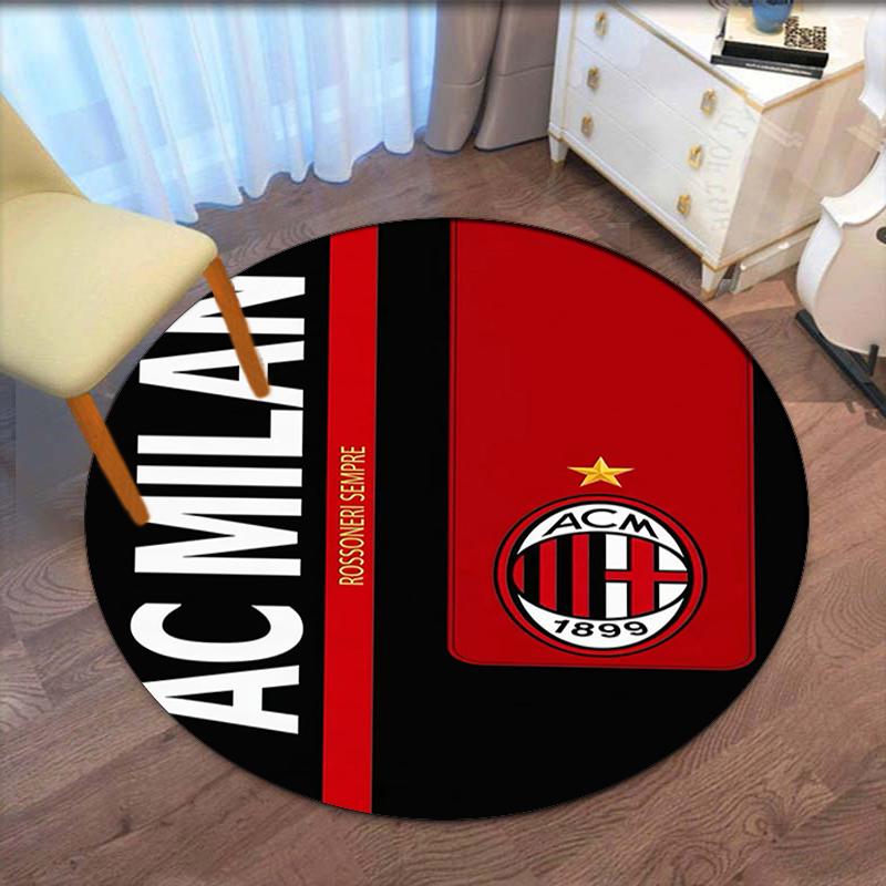 AC Milan Printed Round Rug Carpet Chair Rug Area Rug Entryway Doormats,for Office Chair Living Room Bedroom Kitchen Room.