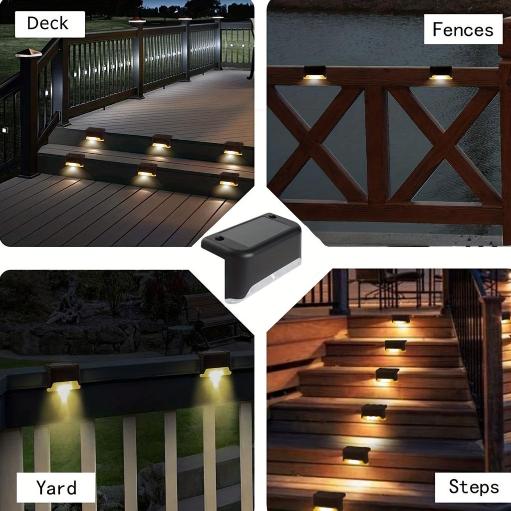 4 Solar Outdoor Deck Lights,Outdoor LED Decorative Lights,Garden Walk Lights,Outdoor Fence Lights,Outdoor Stairs, Steps