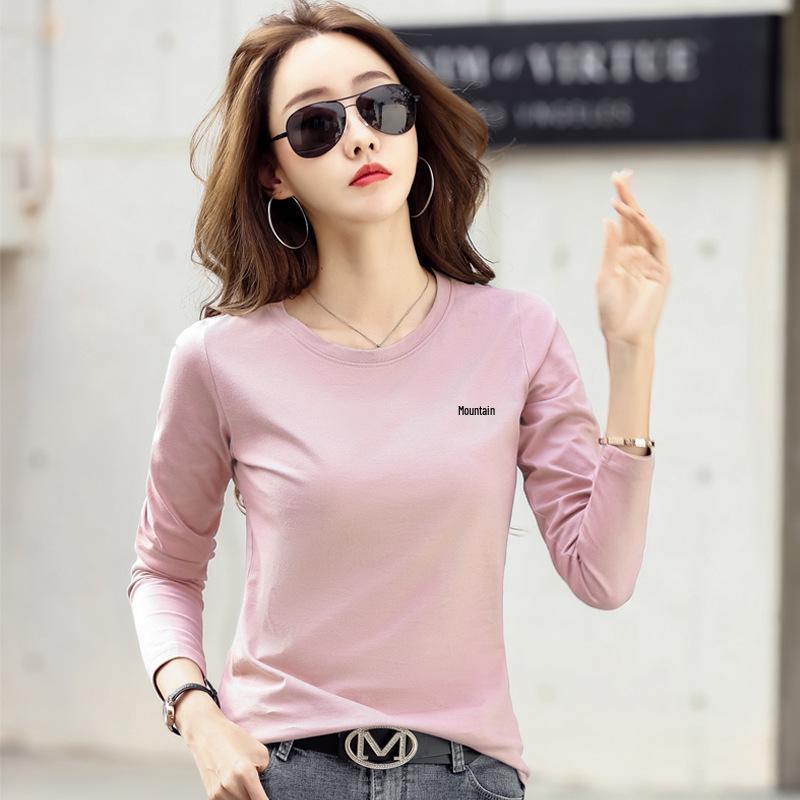 2022 Women's Spring Loose Round Neck Embroidered Crown Long Sleeve T-shirt