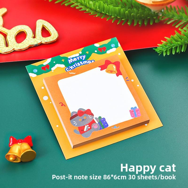 

Мультяшные рождественские липкие заметки, Студенческие рождественские креативные канцелярские подарки, Милые липкие заметки для сообщений, Наклейки N раз Happy Cat