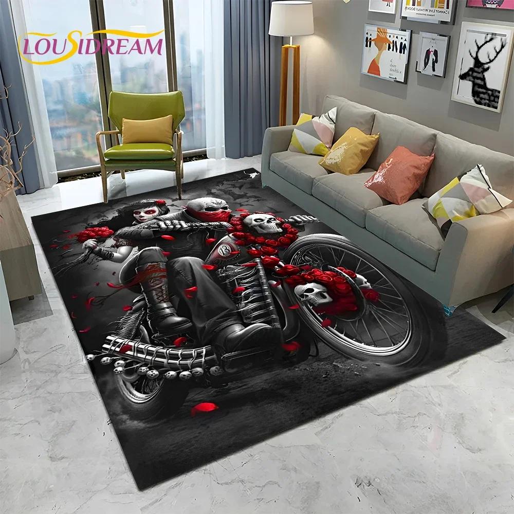 Horror Gothic Female Skull Dead Girl Teppich Teppich für Zuhause Wohnzimmer Schlafzimmer Sofa Fußmatte Dekor, Kinderbereich Teppich rutschfeste Bodenmatte
