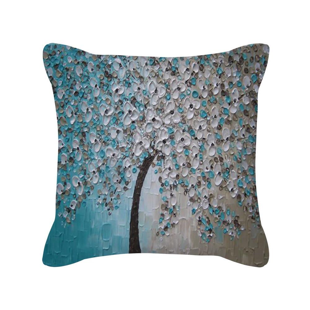 Ins Nordic Oil Painting Color Tree Sofa Pillow Cover Cushion Cushion Cover New Household Products