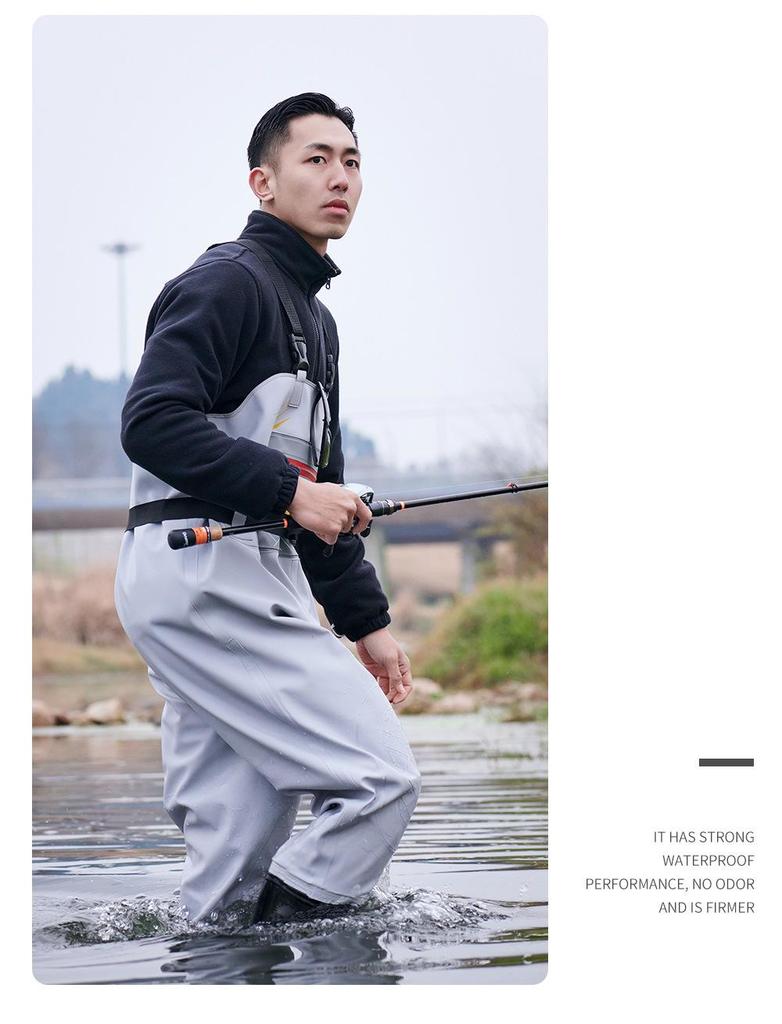 Shark Ultralight Waterproof Wading Pants with Rain Boots for Fishing