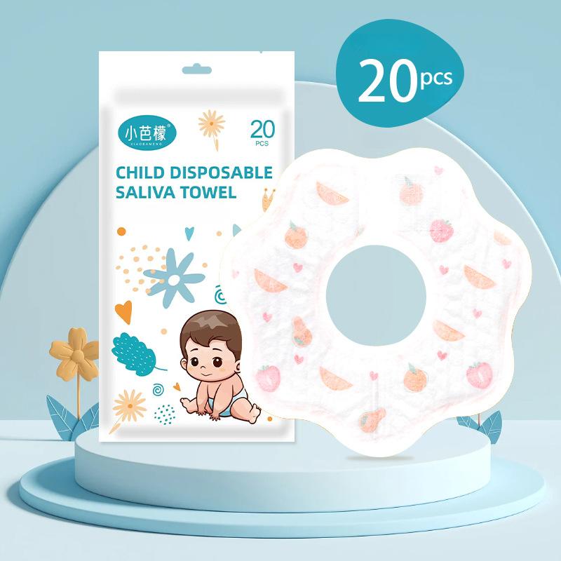 Disposable Bibs for Baby 360° Rotate Soft Baby Saliva Towel Waterproof & Oil-proof Travel Paper Bibs for Infants Boys Girls