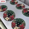 2PCS Anti-Slip Christmas Round Placemat Heat Resistant Christmas Dining Mat  Christmas Decor