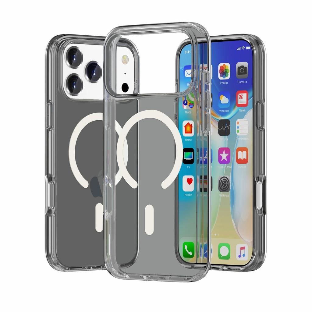iPhone18ProMax Magnetic Mobile Phone Case Is Suitable for Apple 18Pro Terminator Transparent Glitter MagSafe Case.