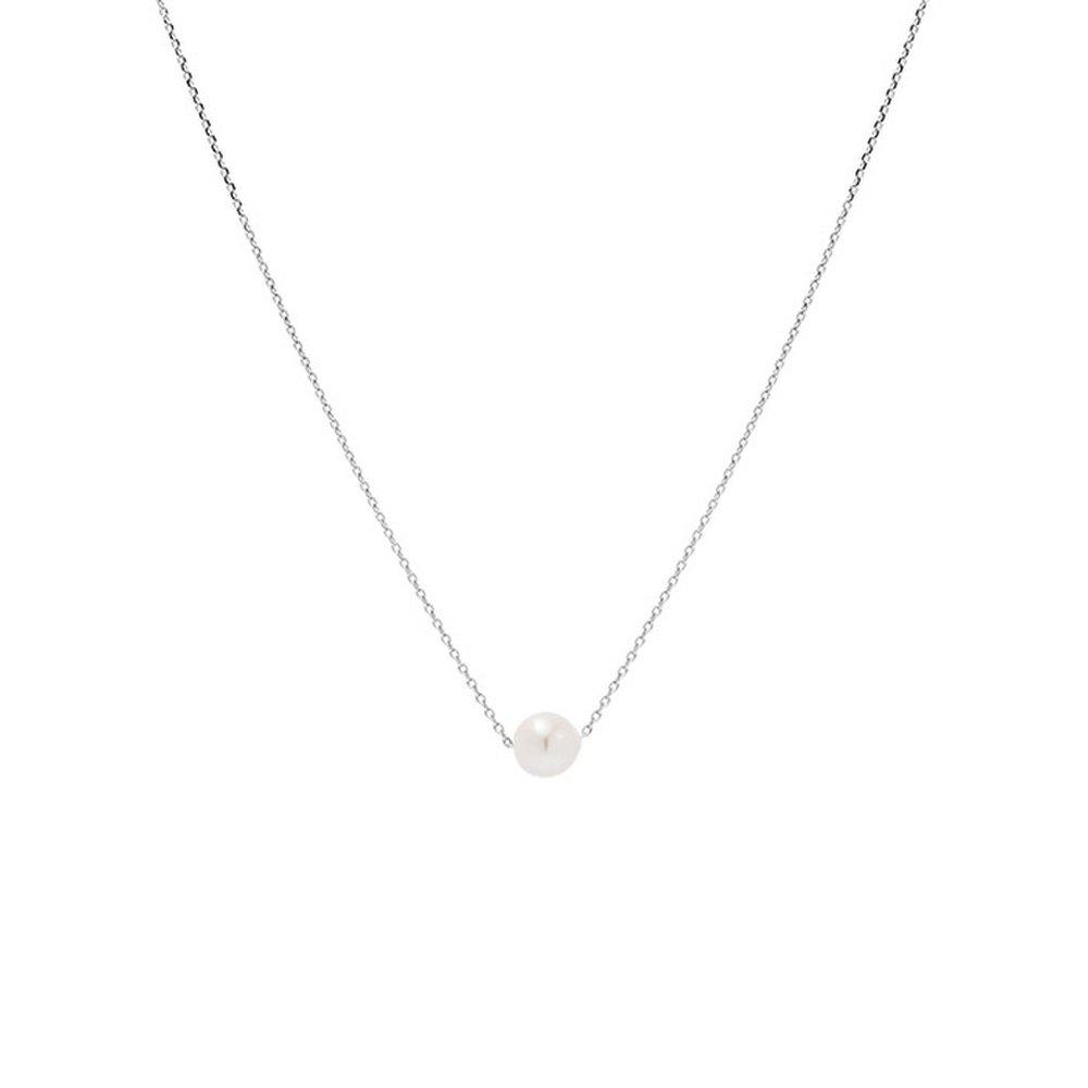 [925 Silver] Un.Silver.131 / Simple Pearl Necklace (Silver)