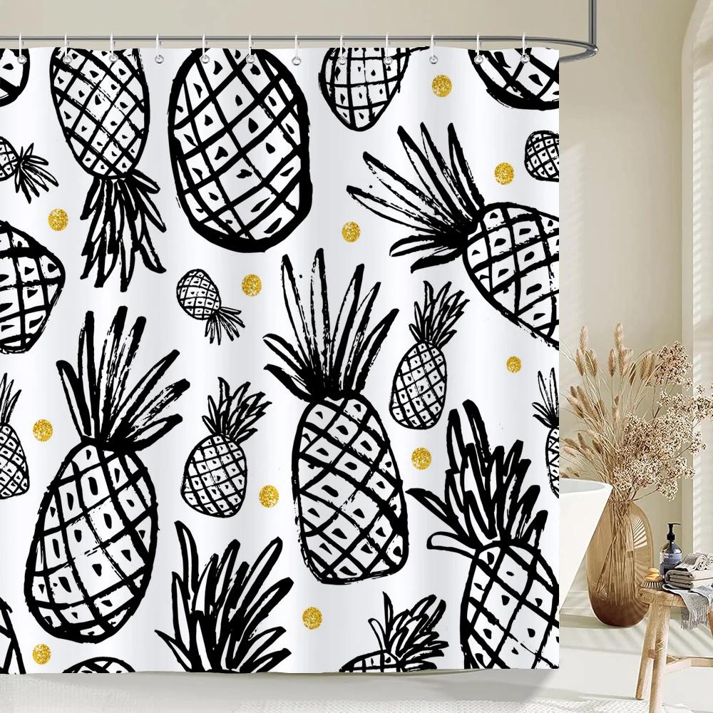 1 pack Minimalist art leaves printing shower curtain bathroom partition bathroom curtain with hooks home decorative curtain