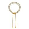 French Gypsy Full Diamond Zircon Design Titanium Steel 18K Real Gold Necklace Pull-Up Bracelet Jewelry Set