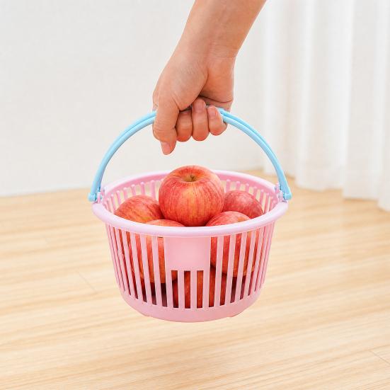 Aufbewahrungskorb, mit verdicktem Griff und Hohlraum-Design, vertikale Streifen, vielseitiger Organizer für Obst und Gemüse