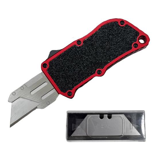 

Универсальный выдвижной алюминиевый художественный резак с 5 лезвиями, гладкий дизайн с зажимом сзади красный