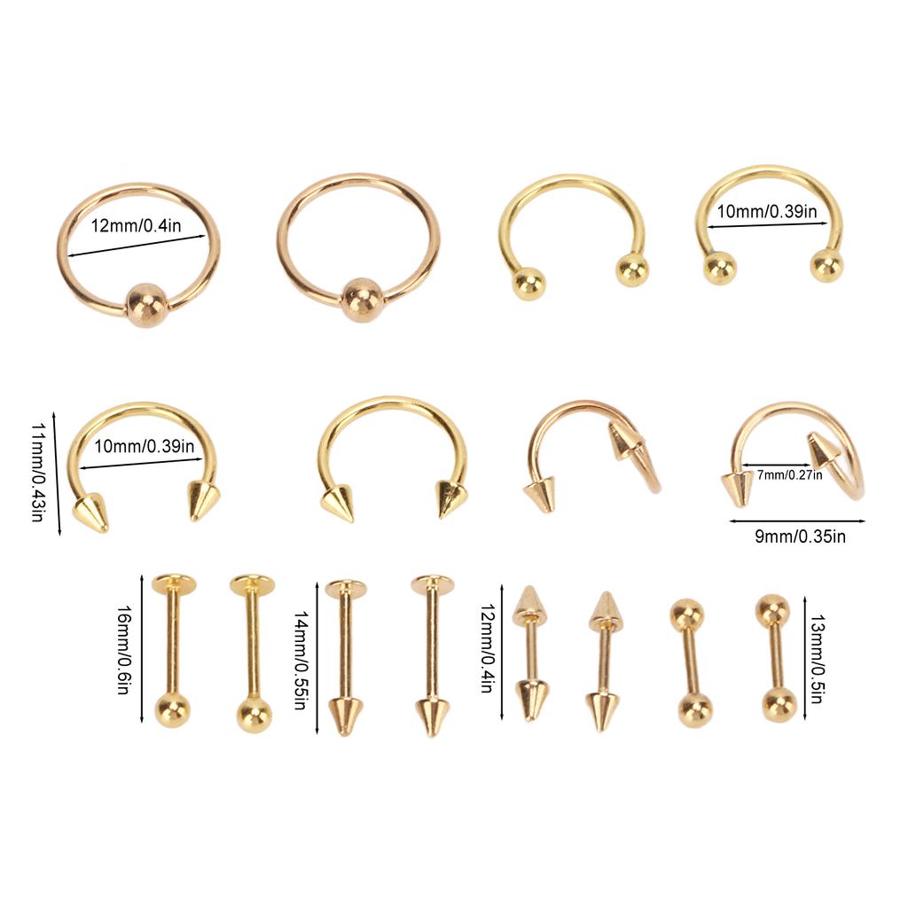 Nose Studs Set Stainless Steel Exquisite Different Shapes Safe Smoothing Polished Surfaces Nose Studs for Women