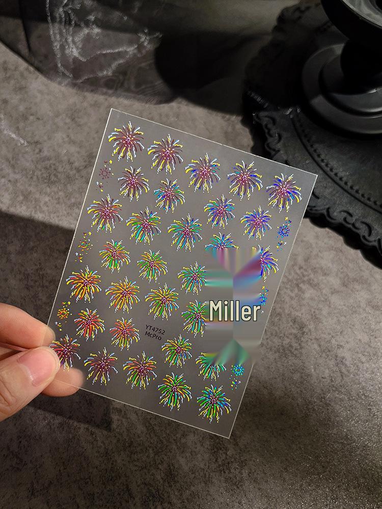 

YITU Лазерные переливающиеся наклейки для ногтей «Фейерверк» с клеевой основой - Роскошный стиль (Модель YT4752)