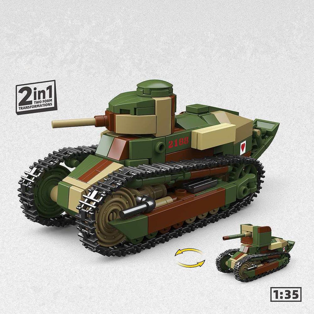 Activating Toys Ww2 Military Army Soldiers World War 2 Renault Ft Machine-Gun / Anti-Tank Assembly Building Blocks Bricks Children's Diy Toys