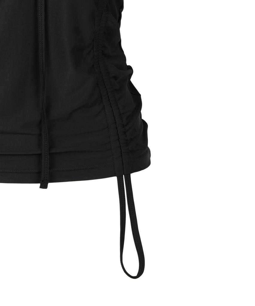 ROCKCAKE Shirring Hoodie Top - Black