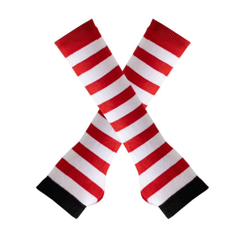 Koreaanse Stijl Zwart-Wit Gestreept Unisex Vingerloze Lange Mouwen Kerst Cosplay Cover