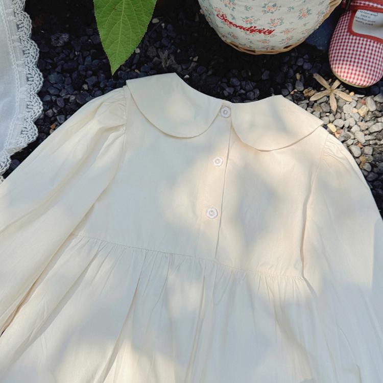 Autumn 2026 Floral Embroidered Girls' Princess Dress with Lace Doll Collar and Long Sleeves