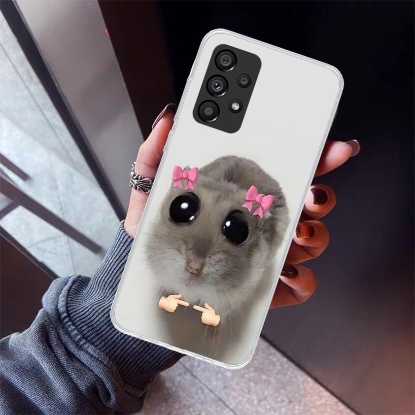 Lustiges trauriges Hamster-Meme Handyhülle Für Samsung Galaxy A12 A52S A42 A32 A22 A51 A50 Note 20 Ultra 10 S10 Plus A71 A70 A31 A30 A10S