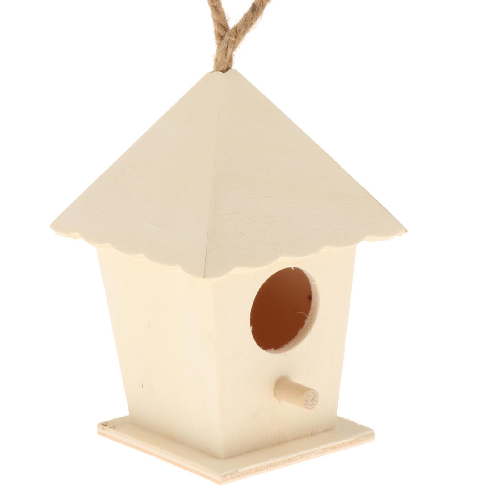 

Wooden Bird house bird feeder Hanging Bird Nesting Box Breeding Cage Box DIY Paintable Bird Sparrow Nest Box Feeding Nest