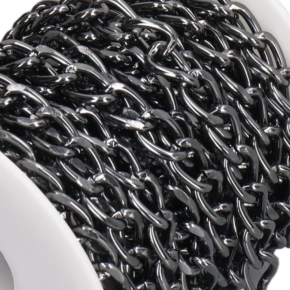 Black Plated Curb Chain Oval Links Chain Roll Jewelry Tools Chain Spool  DIY Crafts
