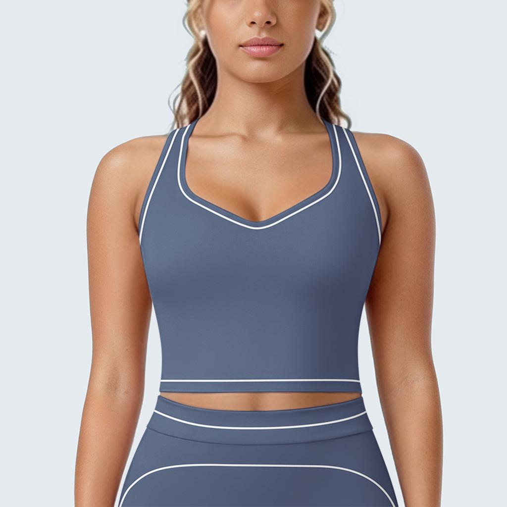 New contrasting color tight high elastic breathable yoga suit six-piece sports running fitness yoga suit women