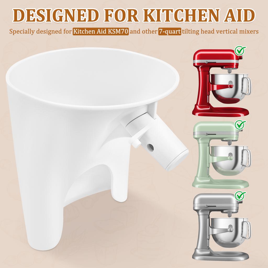 2PcFlour Funnel Kitchen Aid Mixer Stand Mixer Attach for Kitchenaid Artisan Ksm150/KSM70 4.5/5/7-Qt Tilt-Head Stand Mixer Funne