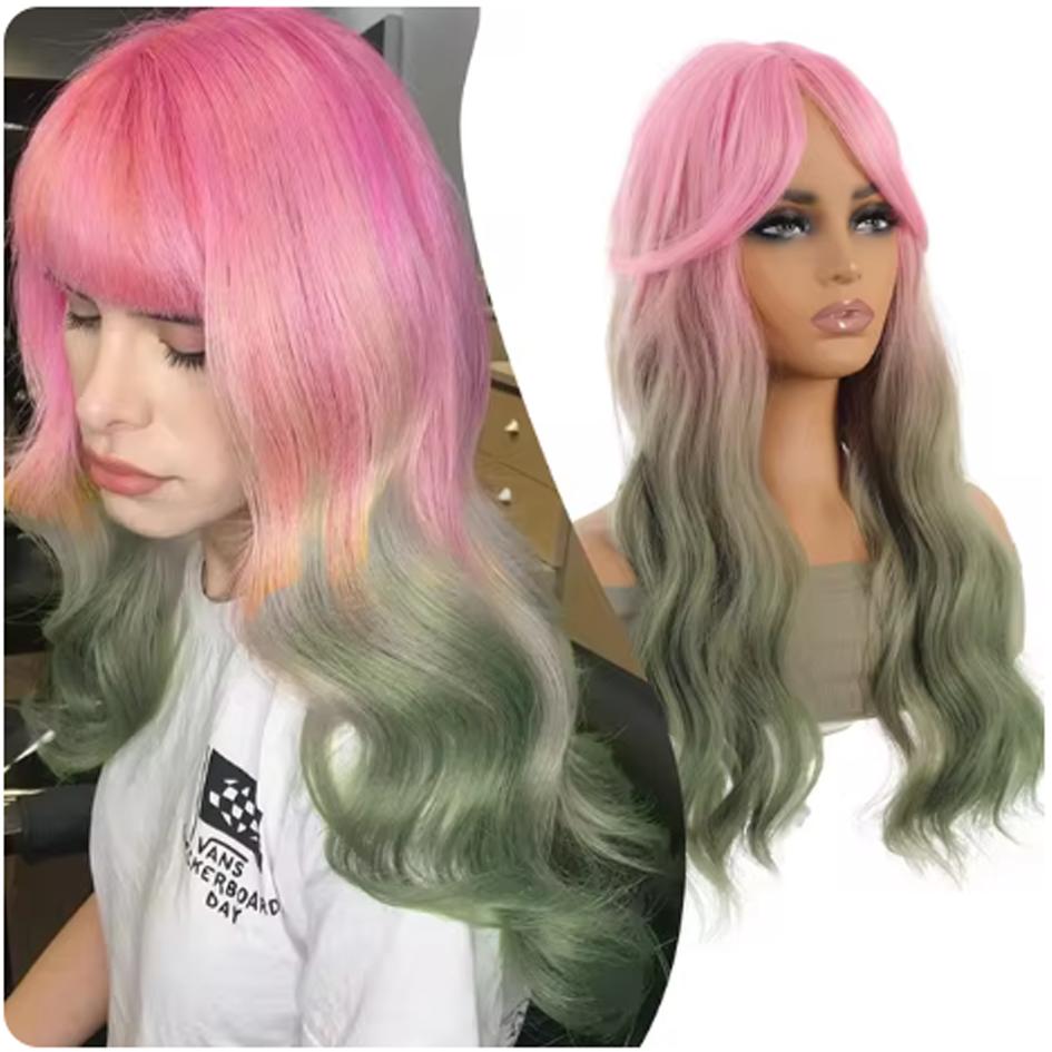 Synthetic Wig Lolita Cosplay Double Ponytail Long Straight Hair Anime Game Cosplay Hair Extensions Halloween Christmas Dress Up
