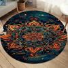 Mandala Pattern Round Rug Bohemian Ethnic Style Vibrant Color Carpet Anti-Slip Large Area Rug for Living Room Bedroom Decor