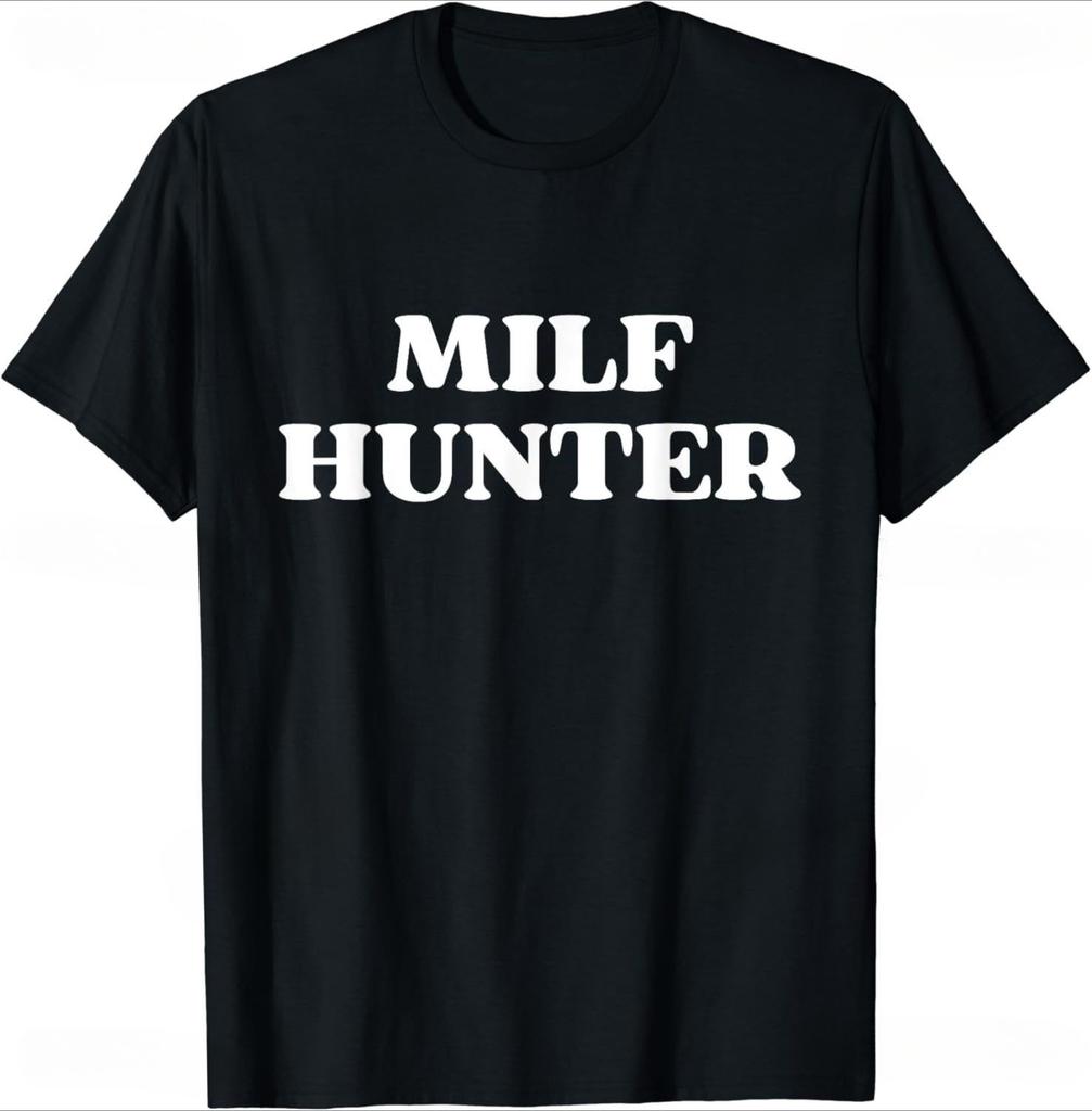 SpringSummer MILF Hunter Fun Pattern Letter Printed Cotton Mens Womens Tshirt Fashion Casual Short Sleeve Round Neck Tshirt