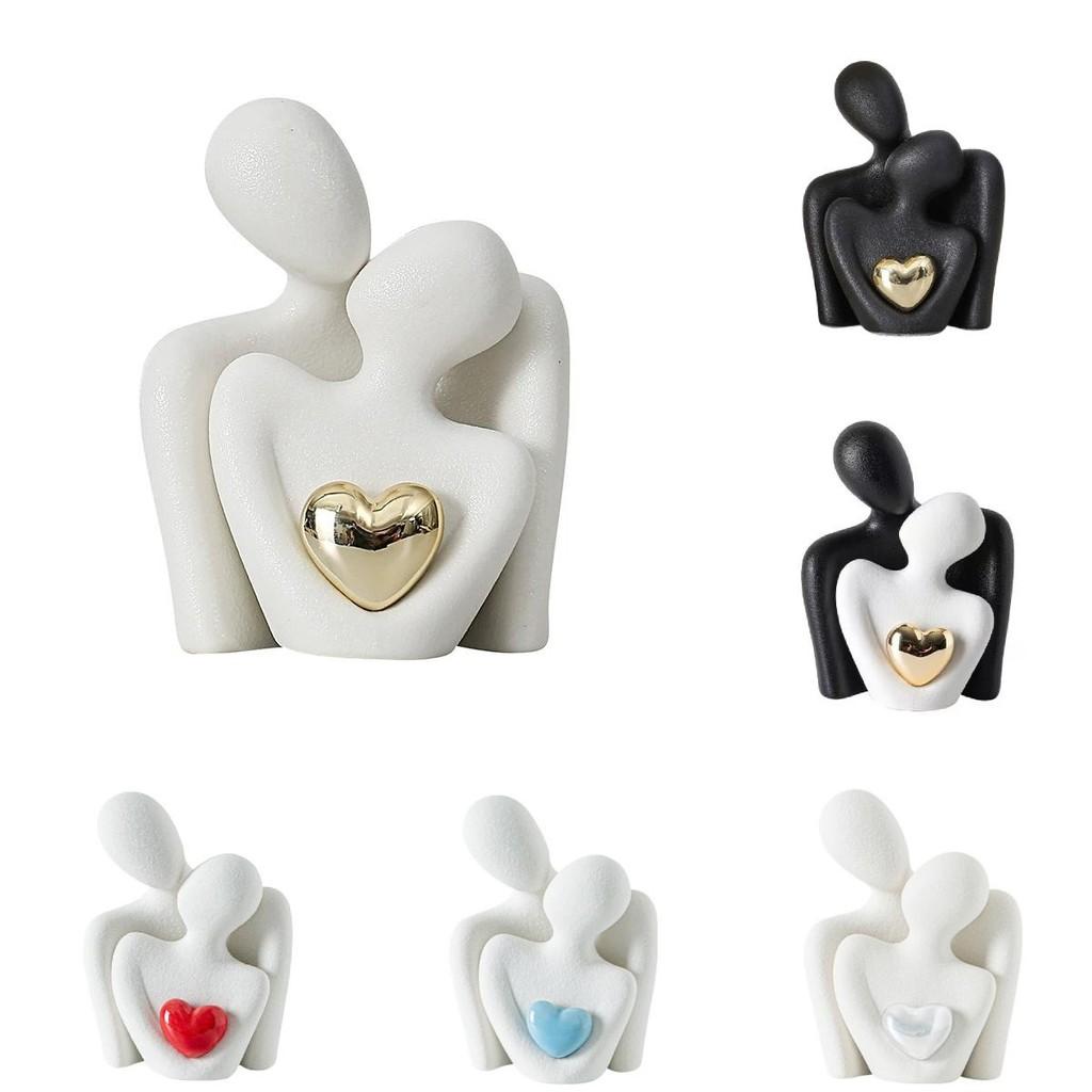 Couple Hug Ceramic Love Statue Mini Hugging Sculpture Romantic Figurine Lover