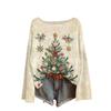 Women's Round Neck Lightweight Sweater Casual Long Sleeve Christmas Print Knit Pullover.