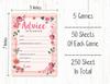 Inkdotpot Floral Theme Bachelorette Party Games Set Bundle of 5 (Activities for 50 Guests) Fun Bridal Shower Games Set