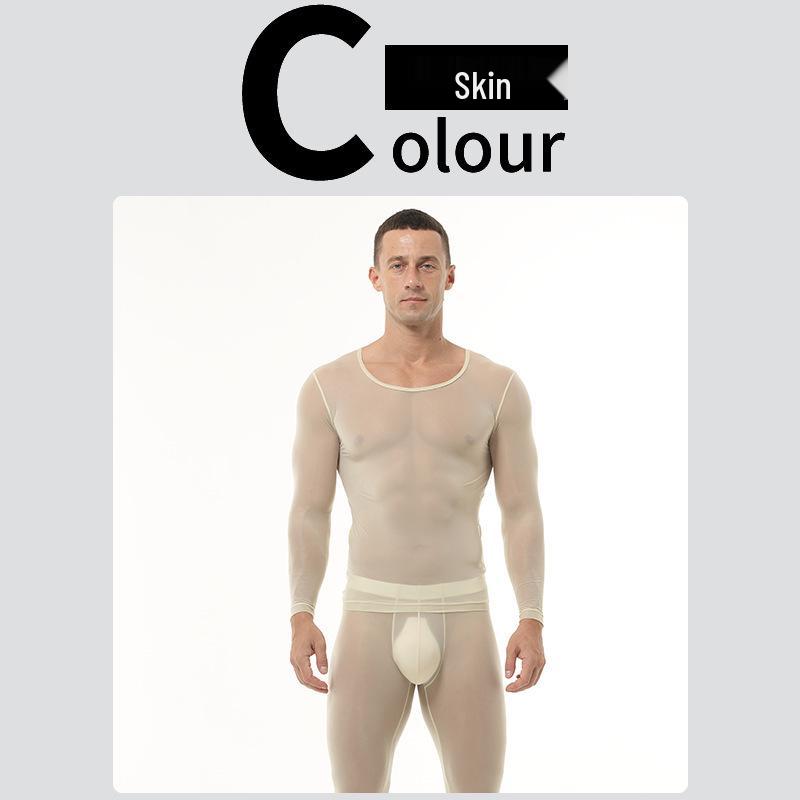 Men's Sheer Ice Silk Underwear Set - Sexy, Tight-Fitting, See-Through Fitness Base Layer
