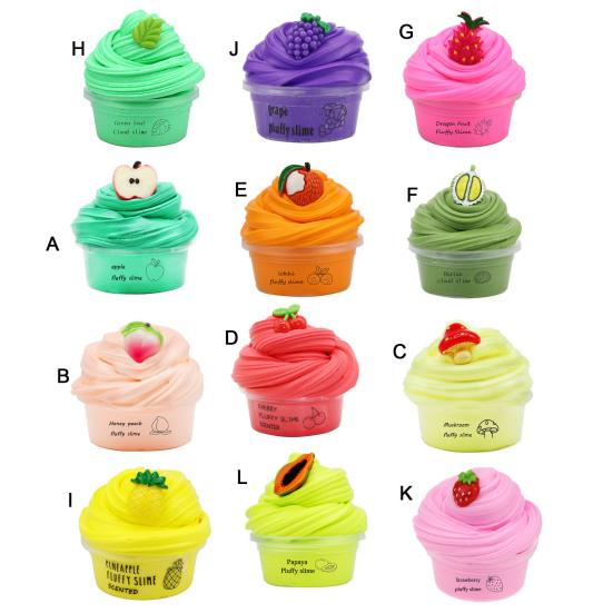 60ml Butter Slime Non-sticky with Charm Super Soft Stress Relief Fruit Cherry Slime Toy for Children