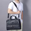 Genuine Leather Men's Briefcase Handbag Large-capacity Single-shoulder Crossbody Bag Cowhide Men's Bag