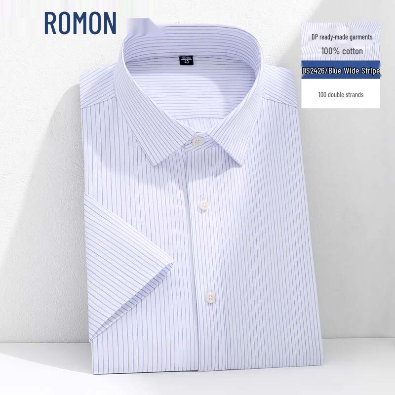 

Romon Men s 100% Cotton Non-Iron Short-Sleeve Business Shirt 42
