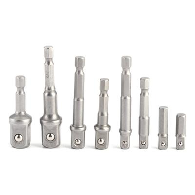 8ks Sada adaptérů nástrčných klíčů Šestihranný dřík pro vrtačku s příklepem Prodlužovací tyč 1/4in 3/8in 1/2in