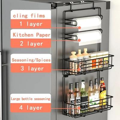 Refrigerator Storage Rack Kitchen Spice Storage Rack Large Capacity Kitchen Storage Rack Plastic Wrap Multi-layer Hanging Rack